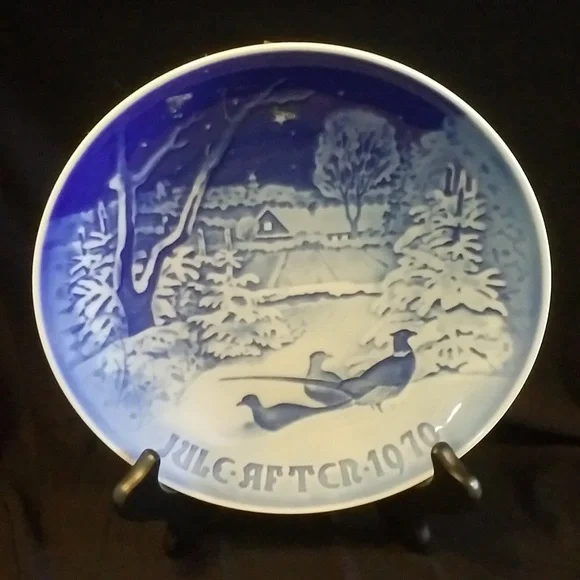 PLATE Bing & Grondahl Copenhagen 1970 JULE AFTER Pheasants in the snow Christmas - Picture 1 of 3